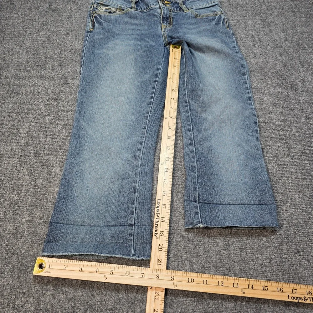 Vtg Y2K Arizona Jean Co Women's Low Rise Flare Jeans Size‎ 1 Distressed Crop - Picture 3 of 7